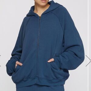 SKIMS French Terry Deconstructed zip hoodie Indigo Navy NWT L (SK0227)